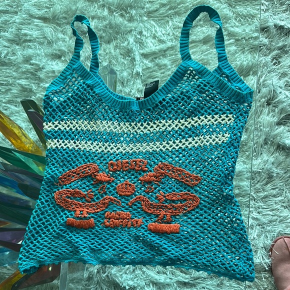 Diesel Tops - Blue and Orange Knit Tank Top